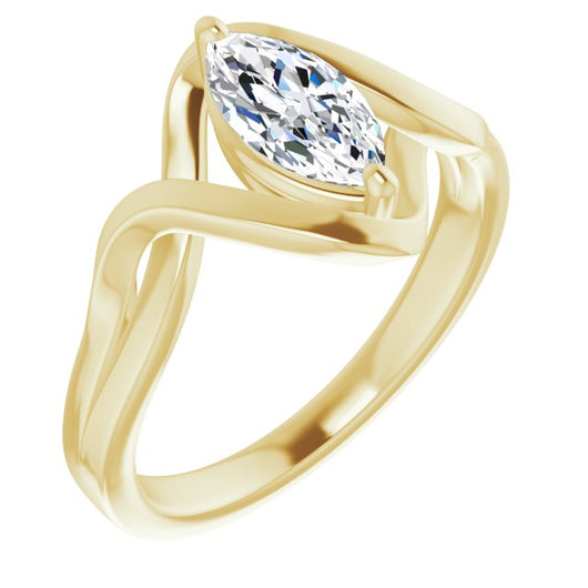 10K Yellow Gold Customizable Marquise Cut Hurricane-inspired Bypass Solitaire