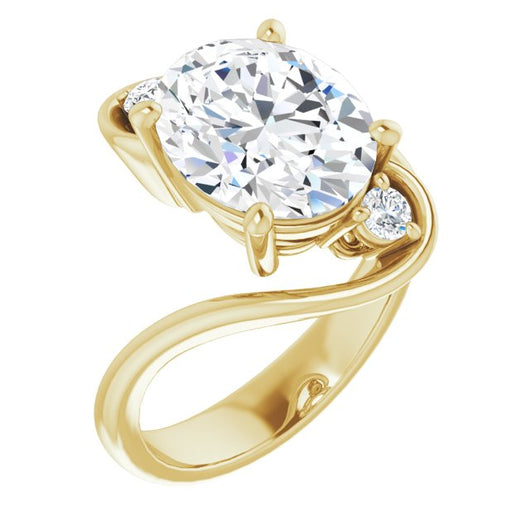 10K Yellow Gold Customizable 3-stone Oval Cut Setting featuring Artisan Bypass