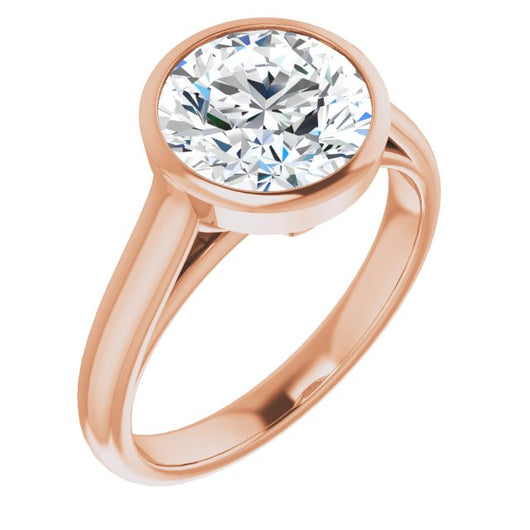 10K Rose Gold Customizable Cathedral-Bezel Round Cut 7-stone "Semi-Solitaire" Design