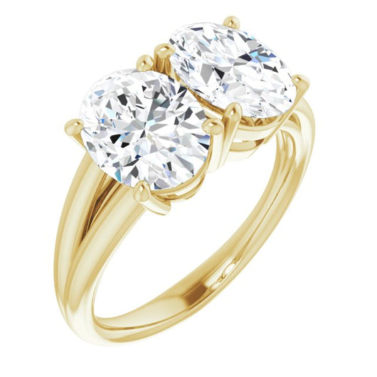 10K Yellow Gold Customizable Two-Stone Oval Cut with Split Band