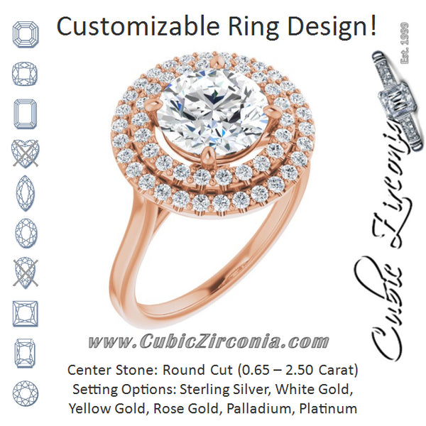 Cubic Zirconia Engagement Ring- The Giuliana (Customizable Cathedral-set Round Cut Design with Double Halo)