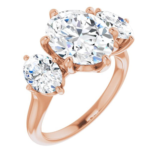 10K Rose Gold Customizable Triple Oval Cut Design with Decorative Trellis