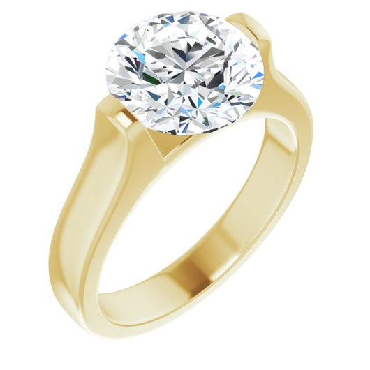 10K Yellow Gold Customizable Bar-set Round Cut Solitaire