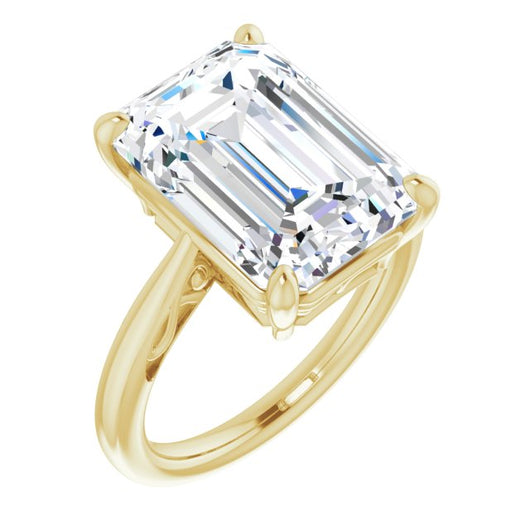 10K Yellow Gold Customizable Emerald/Radiant Cut Solitaire with 'Incomplete' Decorations