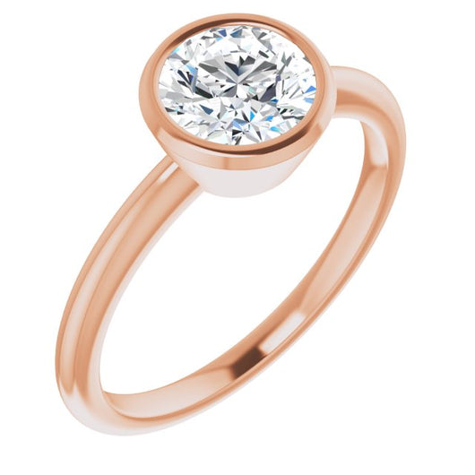 10K Rose Gold Customizable Bezel-set Round Cut Solitaire with Thin Band