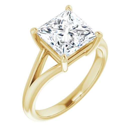 10K Yellow Gold Customizable Princess/Square Cut Solitaire with Tapered Split Band