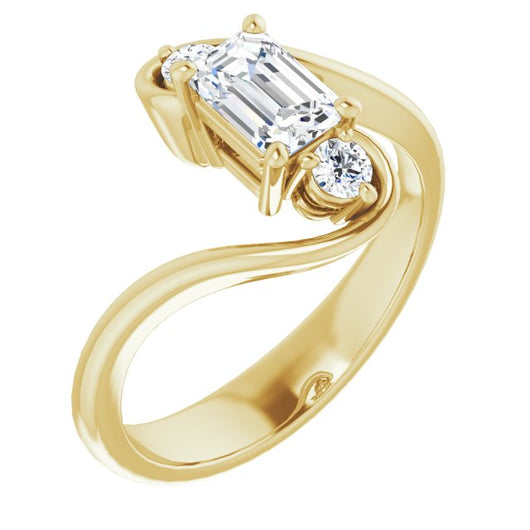 10K Yellow Gold Customizable 3-stone Emerald/Radiant Cut Setting featuring Artisan Bypass