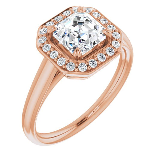 10K Rose Gold Customizable Asscher Cut Design with Loose Halo