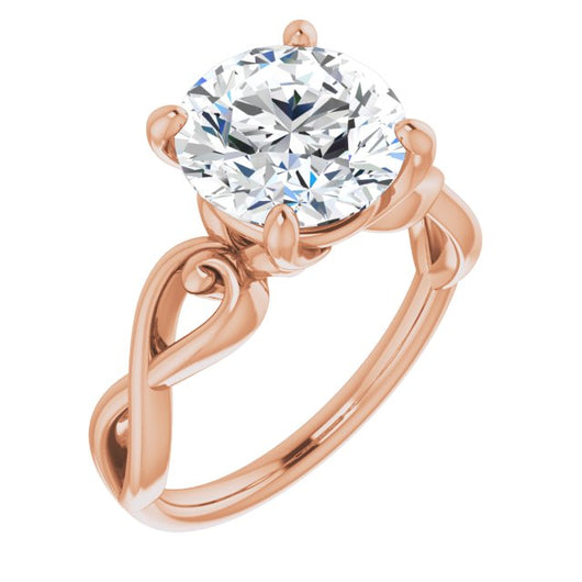 10K Rose Gold Customizable Round Cut Solitaire Design with Tapered Infinity-symbol Split-band