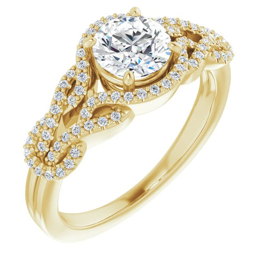 10K Yellow Gold Customizable Round Cut Design with Intricate Over-Under-Around Pavé Accented Band