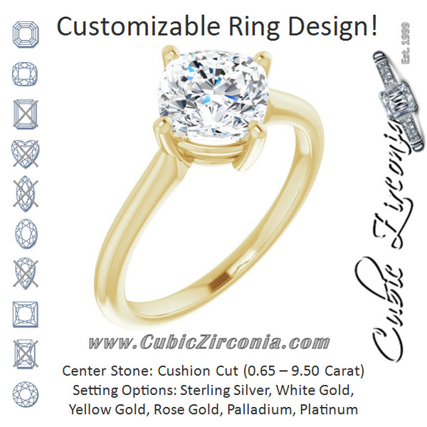 Cubic Zirconia Engagement Ring- The Adora (Customizable Cushion Cut Solitaire with Raised Prong Basket)