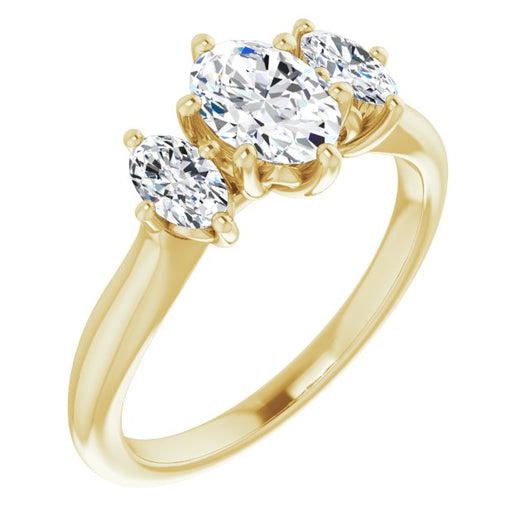 10K Yellow Gold Customizable Triple Oval Cut Design with Decorative Trellis