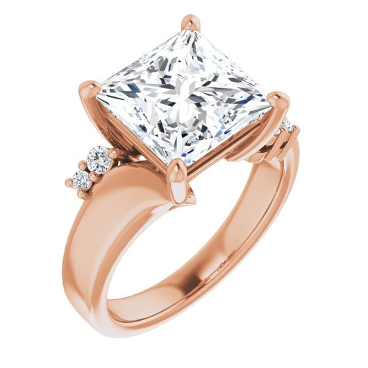 10K Rose Gold Customizable 5-stone Princess/Square Cut Style featuring Artisan Bypass