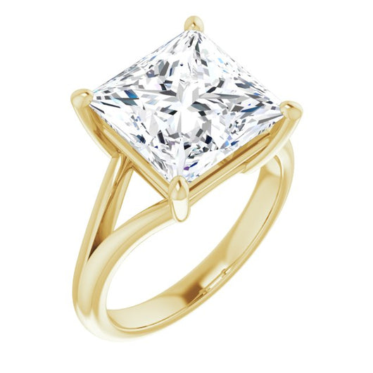 10K Yellow Gold Customizable Princess/Square Cut Solitaire with Tapered Split Band