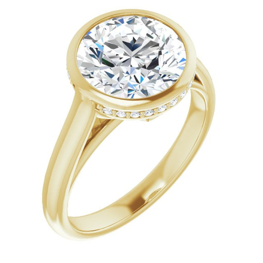 10K Yellow Gold Customizable Round Cut Semi-Solitaire with Under-Halo and Peekaboo Cluster