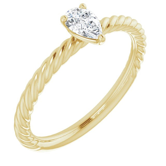 10K Yellow Gold Customizable [[Cut] Cut Solitaire featuring Braided Rope Band