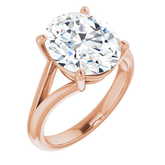 10K Rose Gold Customizable Oval Cut Solitaire with Tapered Split Band