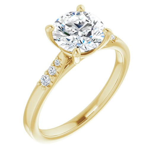 10K Yellow Gold Customizable 7-stone Round Cut Cathedral Style with Triple Graduated Round Cut Side Stones