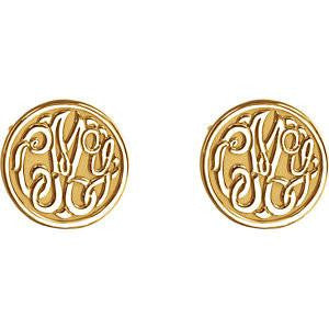 Cubic Zirconia Earrings- 10mm 3-Letter Script Monogram