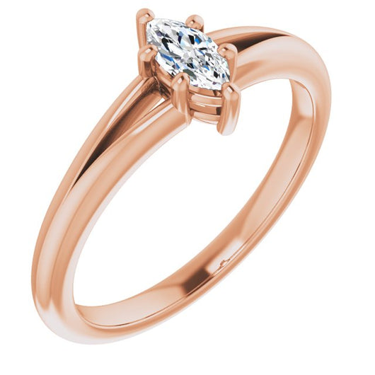 10K Rose Gold Customizable Marquise Cut Solitaire with Tapered Split Band