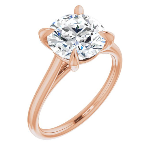 10K Rose Gold Customizable Classic Cathedral Round Cut Solitaire