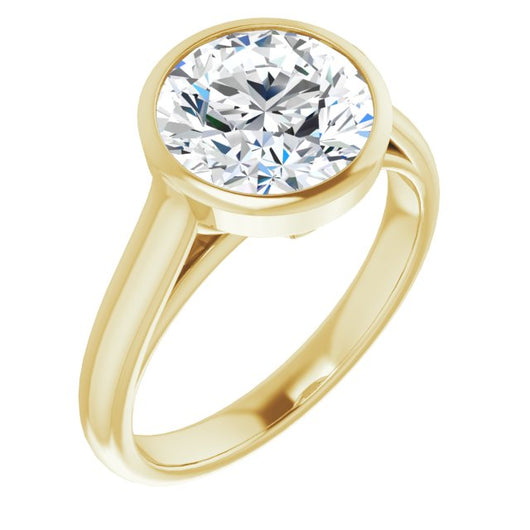 10K Yellow Gold Customizable Cathedral-Bezel Round Cut 7-stone "Semi-Solitaire" Design