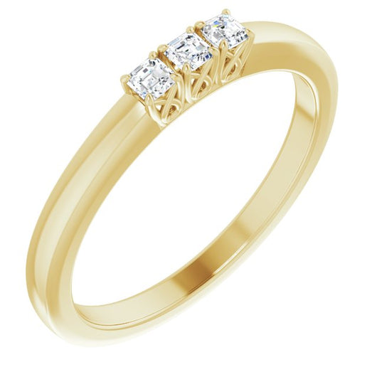 10K Yellow Gold Customizable Triple Asscher Cut Design