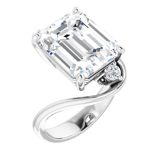 10K White Gold Customizable 3-stone Emerald/Radiant Cut Setting featuring Artisan Bypass