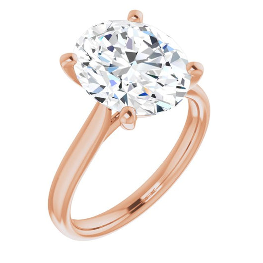 10K Rose Gold Customizable Cathedral-Prong Oval Cut Solitaire