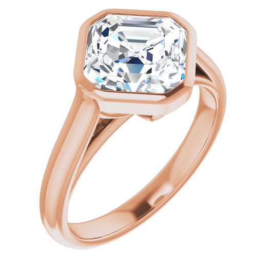 10K Rose Gold Customizable Cathedral-Bezel Asscher Cut 7-stone "Semi-Solitaire" Design