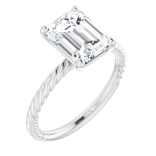 10K White Gold Customizable [[Cut] Cut Solitaire featuring Braided Rope Band