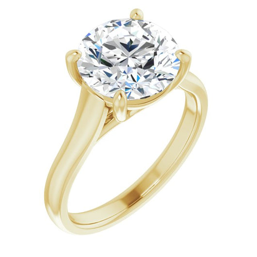 10K Yellow Gold Customizable Round Cut Cathedral-Prong Solitaire with Decorative X Trellis