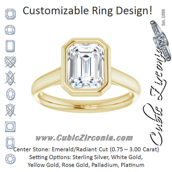 Cubic Zirconia Engagement Ring- The Gemma (Customizable Cathedral-Bezel Radiant Cut Solitaire)