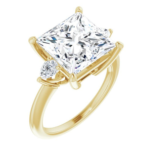 10K Yellow Gold Customizable 3-stone Princess/Square Style with Pear Accents