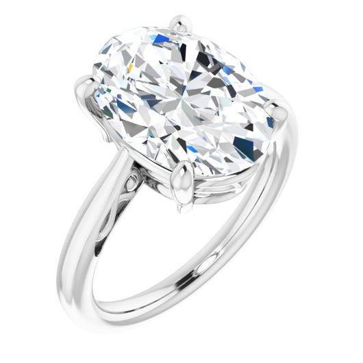 10K White Gold Customizable Oval Cut Solitaire with 'Incomplete' Decorations