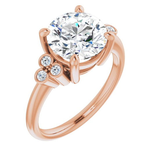 10K Rose Gold Customizable 7-stone Round Cut Center with Round-Bezel Side Stones