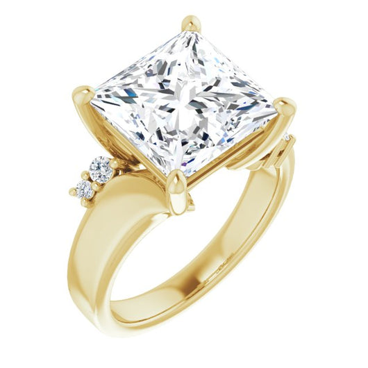 10K Yellow Gold Customizable 5-stone Princess/Square Cut Style featuring Artisan Bypass