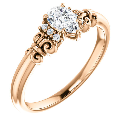 10K Rose Gold Customizable 7-stone Pear Cut Design with Vertical Round-Channel Accents