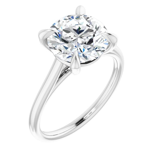 10K White Gold Customizable Classic Cathedral Round Cut Solitaire