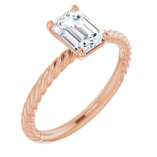 10K Rose Gold Customizable [[Cut] Cut Solitaire featuring Braided Rope Band