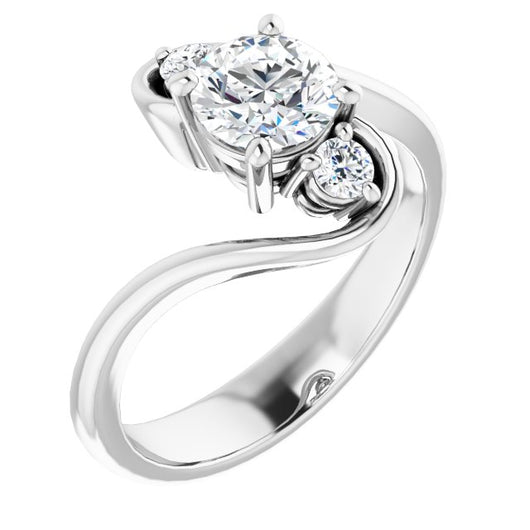 10K White Gold Customizable 3-stone Round Cut Setting featuring Artisan Bypass