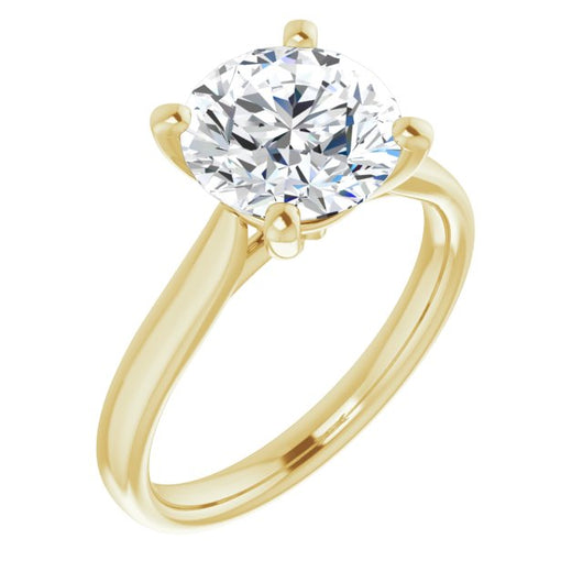 10K Yellow Gold Customizable Cathedral-Prong Round Cut Solitaire