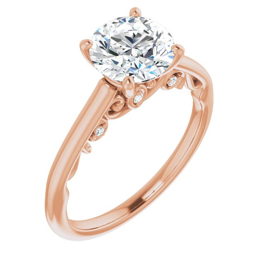 10K Rose Gold Customizable Cathedral-set Round Cut Style featuring Peekaboo Trellis Hidden Stones