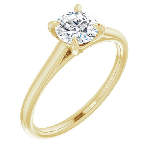 10K Yellow Gold Customizable Classic Cathedral Round Cut Solitaire