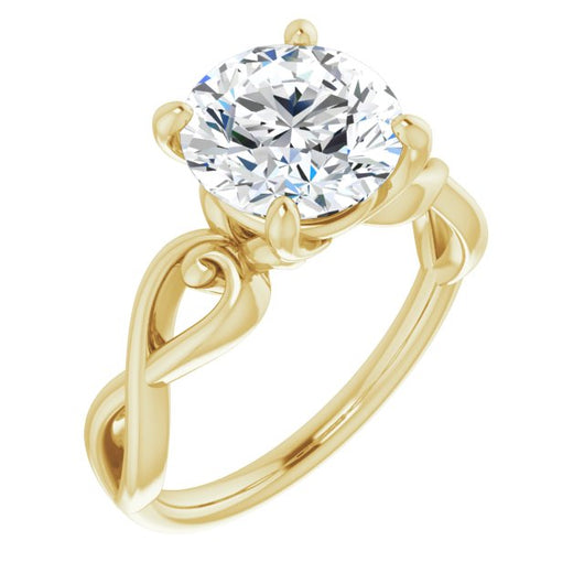 10K Yellow Gold Customizable Round Cut Solitaire Design with Tapered Infinity-symbol Split-band