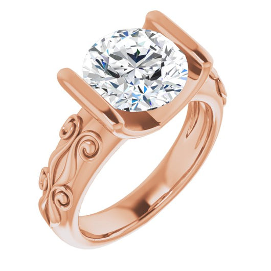 10K Rose Gold Customizable Bar-set Round Cut Setting featuring Organic Band