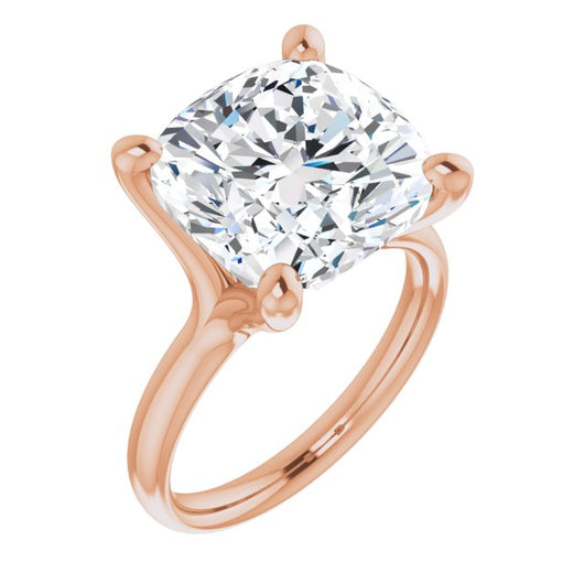 10K Rose Gold Customizable Cushion Cut Fabulous Solitaire