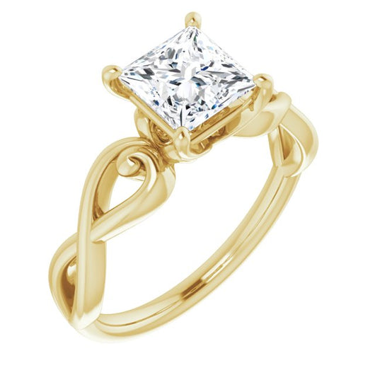 10K Yellow Gold Customizable Princess/Square Cut Solitaire Design with Tapered Infinity-symbol Split-band