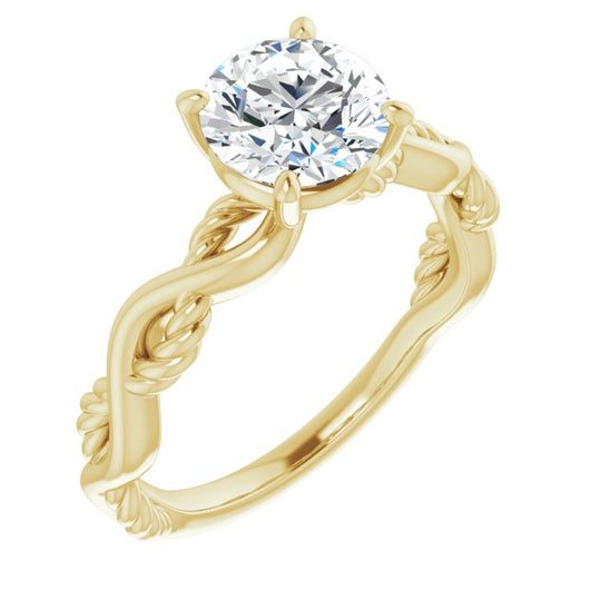 10K Yellow Gold Customizable Round Cut Solitaire with Twisting Split Band