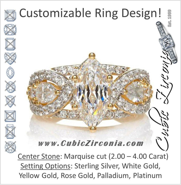 Cubic Zirconia Engagement Ring- The Donella Vintage Engagement Ring (6.30 TCW Marquise Cut)